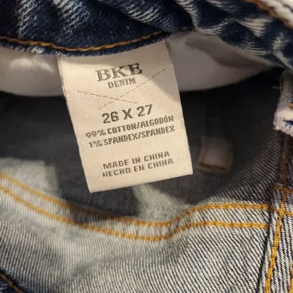 BKE Billie Slim Fit High Rise Cropped Wide Leg Raw Hem Jeans Womens 26 X 27 - Picture 4 of 8